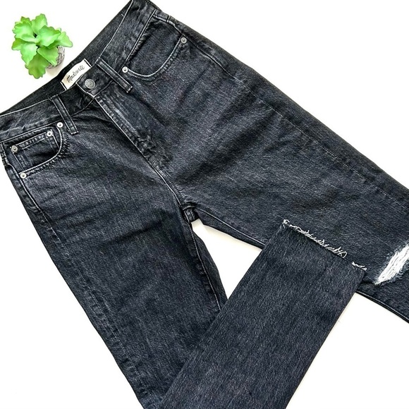Madewell The Perfect Vintage Jeans Roxstone Wash Knee-Rip Raw Fray Hem Size 24 - Picture 1 of 15